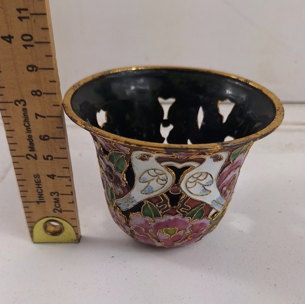 Chinese Enameled Cloisonne  Votive Holder - Picture 9 of 10